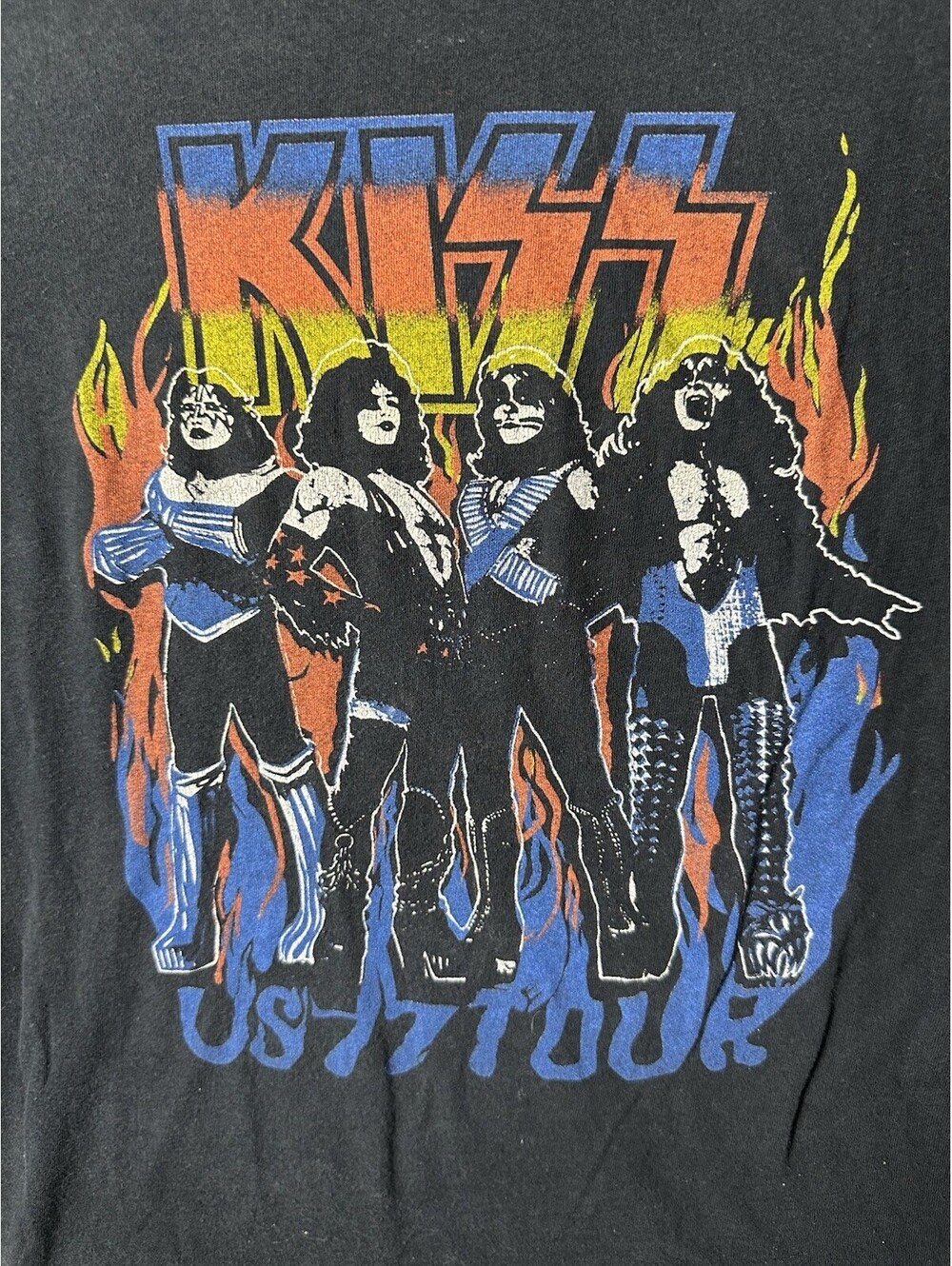KISS US 77 Tour Rock And Roll Over Double Sided Band T Shirt Mens Small